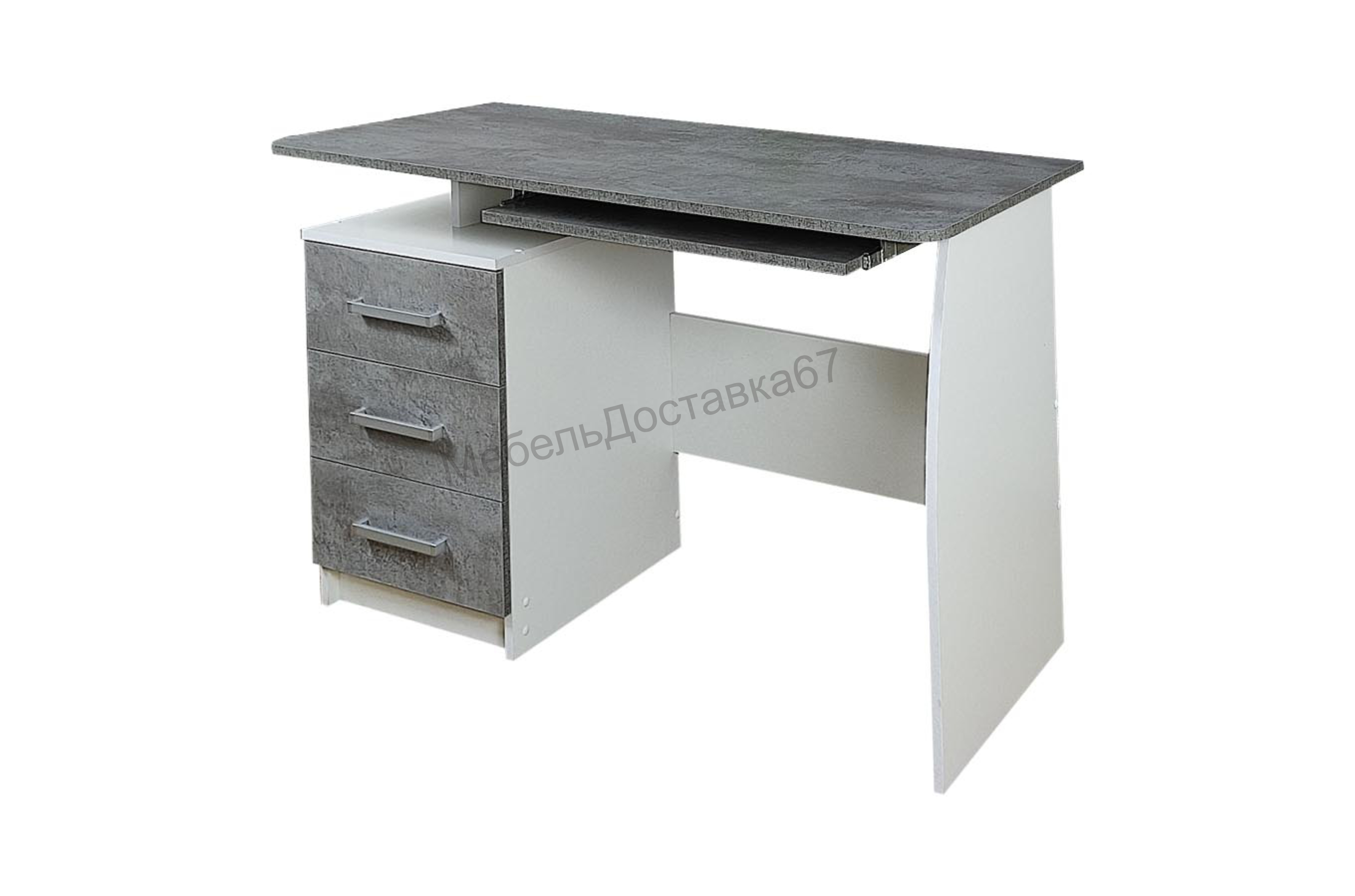Стол письменный №4 (Белый + бетон тёмный)